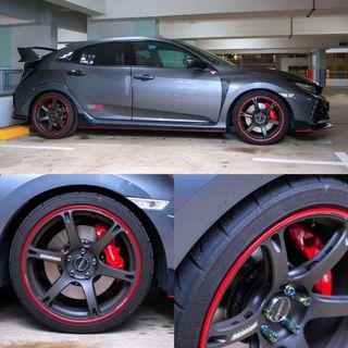 Tyre Wheel Rim Protector Red Ring (Aluminium Metal Alloy)