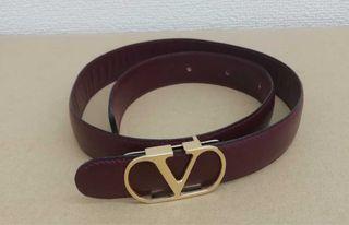 Valentino經典logo*金 皮帶 皮革腰帶75cm