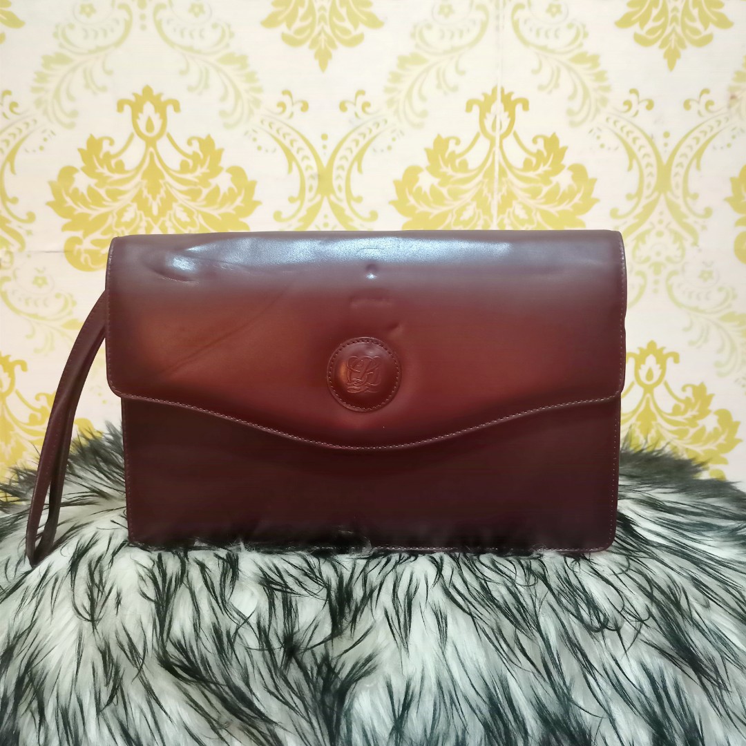 Vintage Louis Quatorze Paris Burgundy Oxblood Leather Envelope -  Canada
