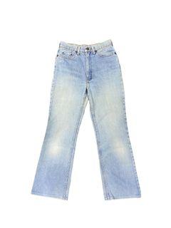 vtg light blue washed levis 517 denim jeans low flare