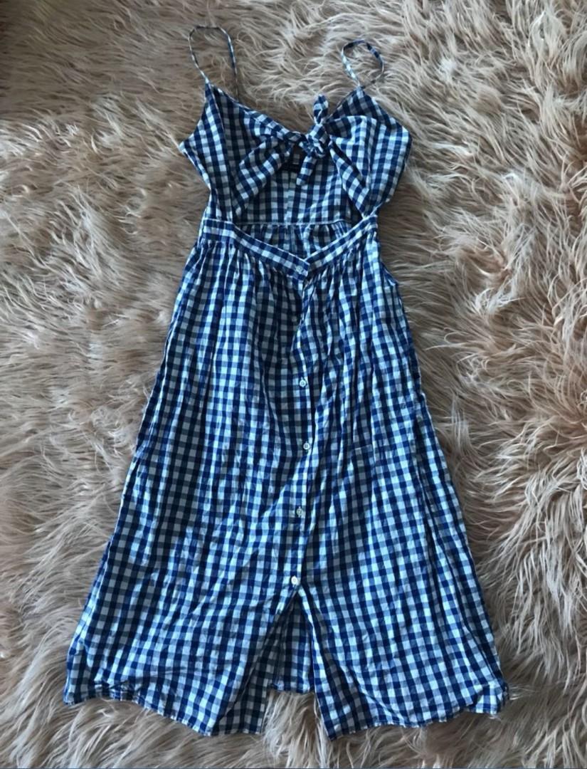 Zara Blue Gingham Tie-front dress, Women's Fashion, Dresses & Sets, Dresses  on Carousell