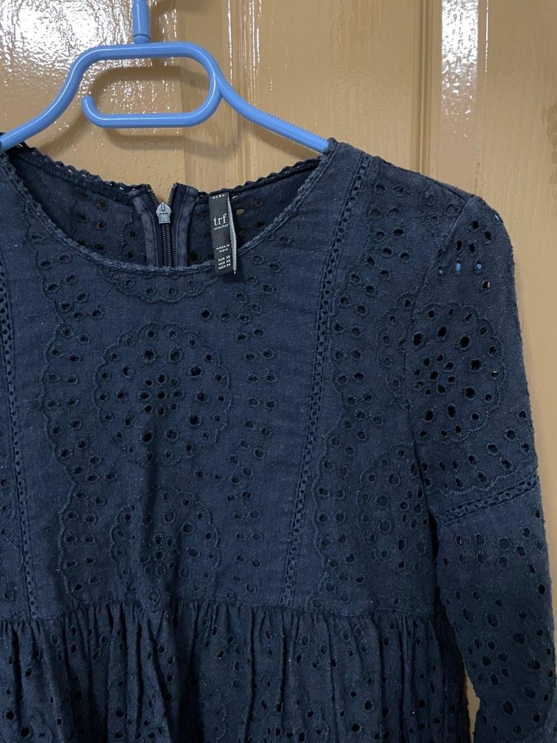 Zara Crochet Dress in Navy Blue, Women's Fashion, Dresses & Sets, Dresses  on Carousell