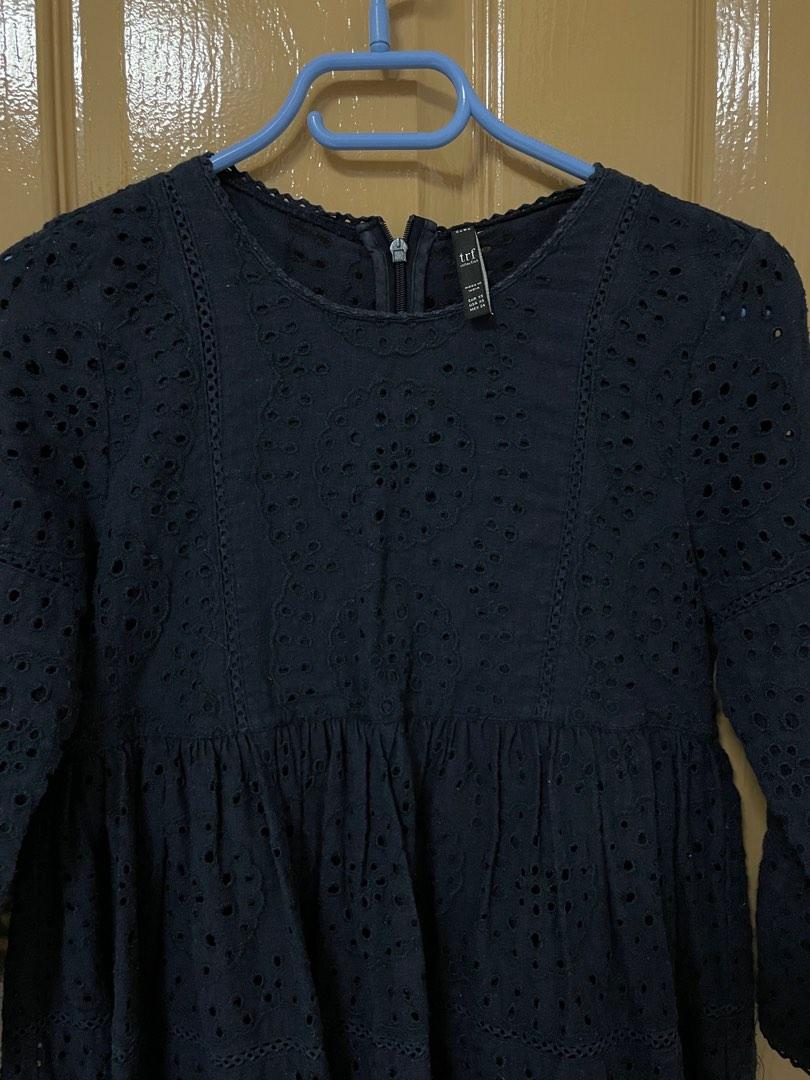 Zara Crochet Dress in Navy Blue, Women's Fashion, Dresses & Sets, Dresses  on Carousell