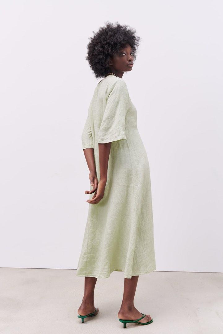 Zara Dress Long Linen Midi Maxi Dress Size S, Women'S Fashion, Dresses &  Sets, Dresses On Carousell