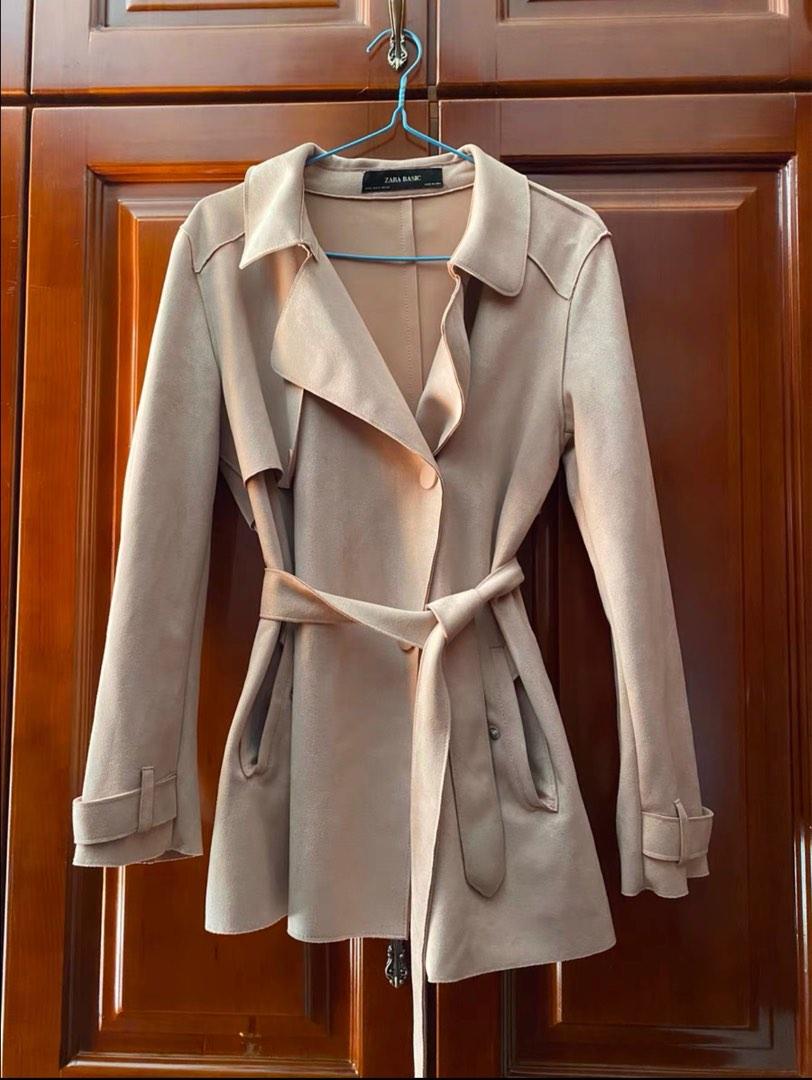 Zara Pink Suede Trench Coat Women s Fashion Coats Jackets and