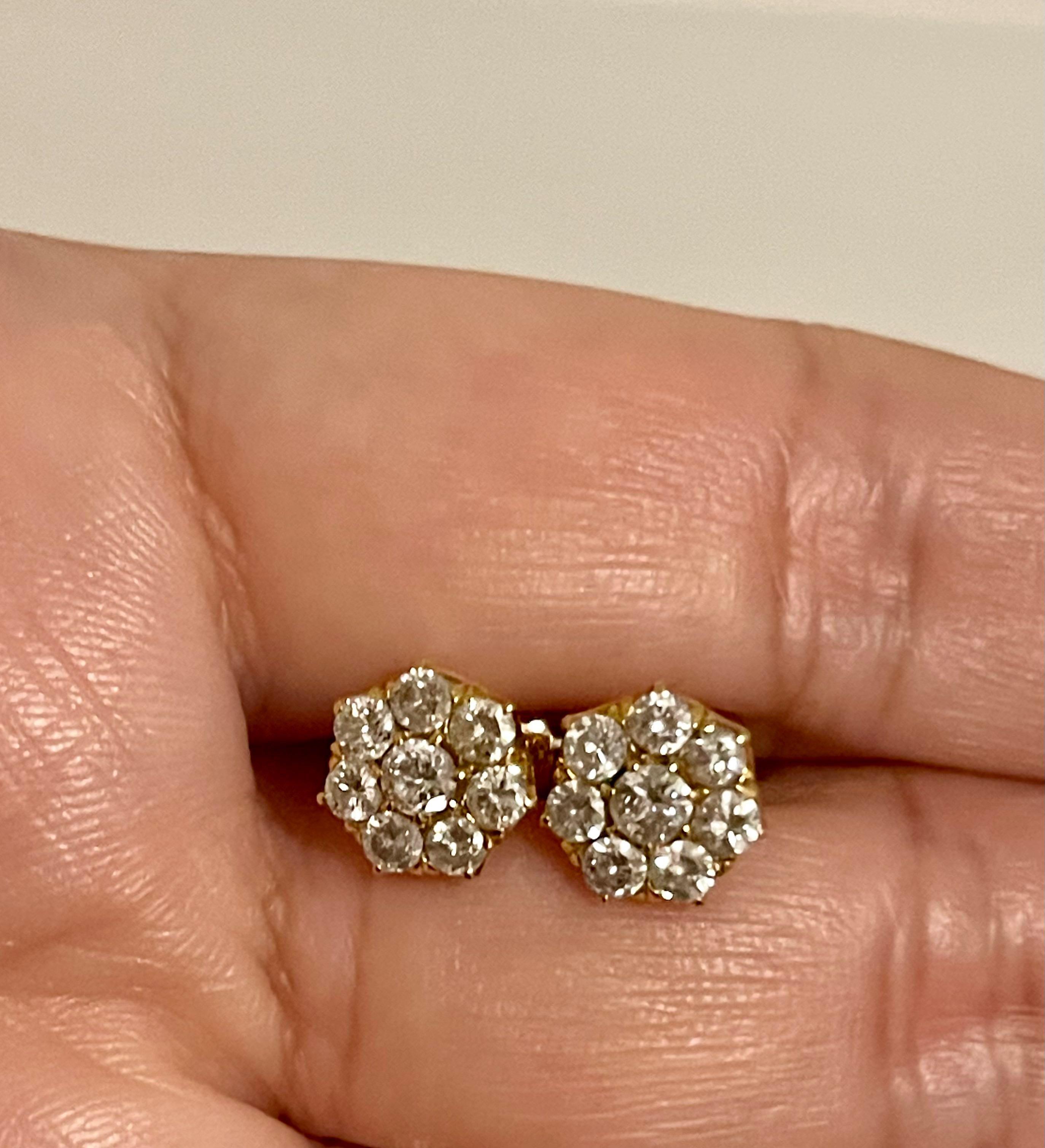18K Yellow Gold Diamond Earrings Women s Fashion Jewelry