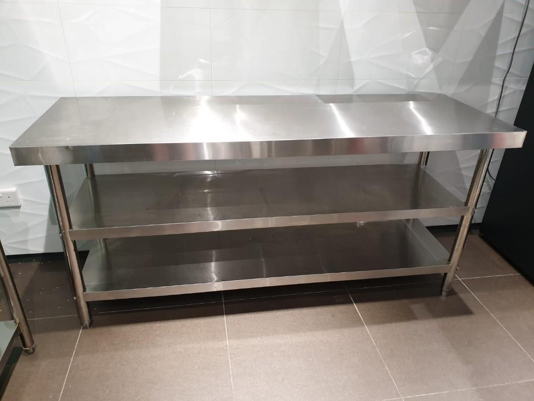 304 Stainless Steel 3 Tier Table - 180 x 60 x 85cm, Furniture & Home