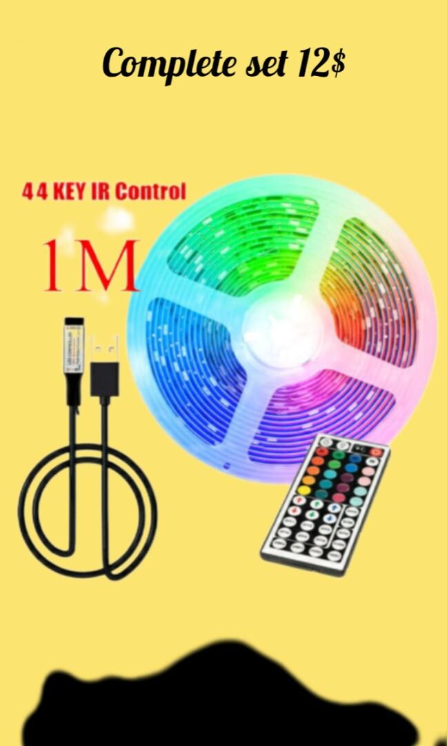 5050 RGB MULTIPLE COLOUR LED STRIP LIGHT COMPLETE SET WITH 44 KEY REMOTE FREE battery and FREE