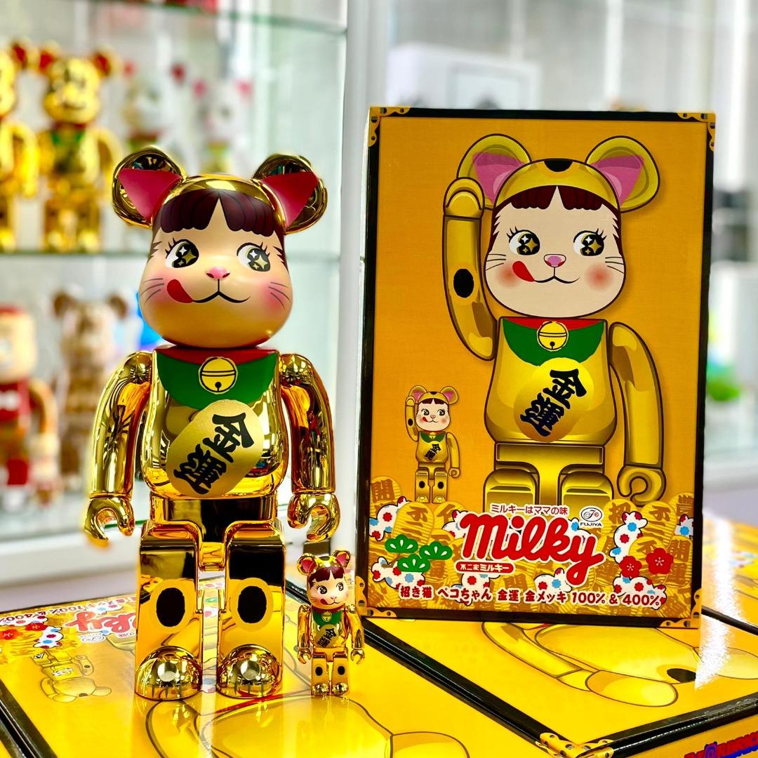 BE＠RBRICK 招き猫 ペコちゃん 金運 金メッキ 100％400% - その他