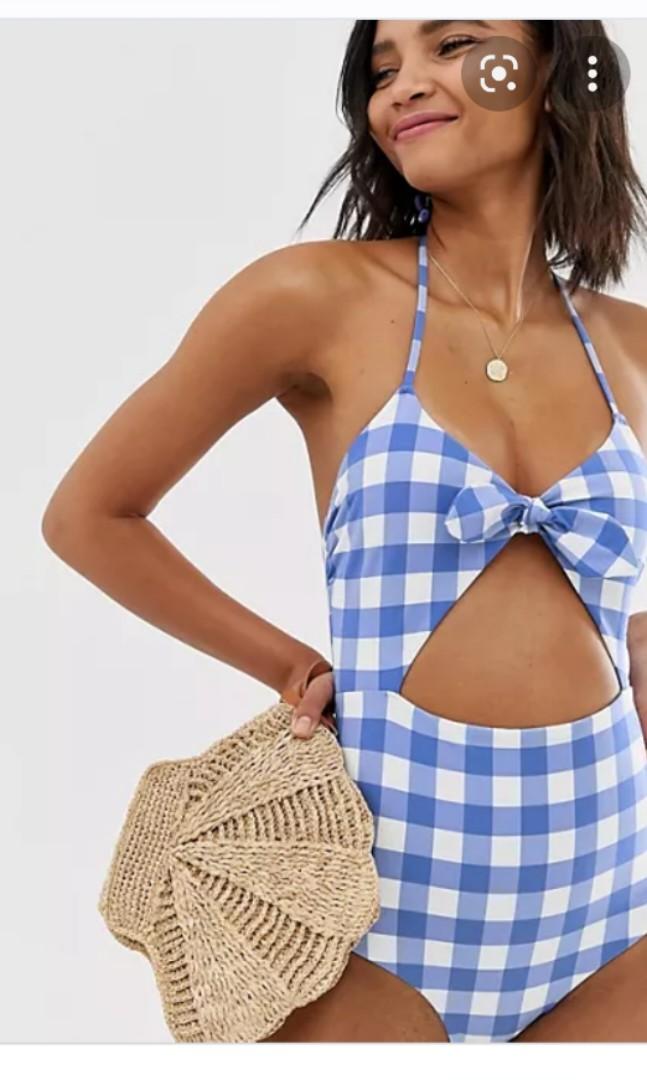 Gingham cut top out swimsuit