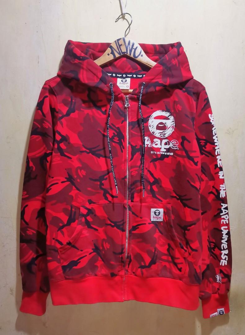 Aape red camo hoodie discount