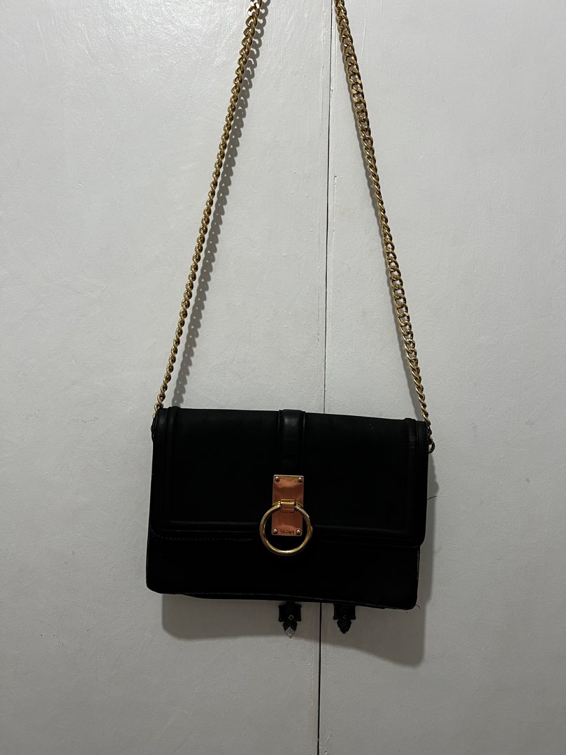 Aldo Black Bag with Gold Chains, Women's Fashion, Bags & Wallets ...
