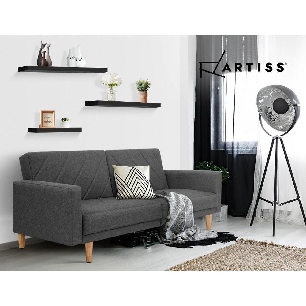 Artiss 3 Piece Floating Wall Shelves - Black (Category: Furniture) located in Sydney. Submitted by happyoffersau (Listing ID 1183365306, Image 3). Description: Need to add more shelf space? Display space? Lots of wall space? Perfect. Our Floating Wall Shelves are just the thing you need to create more space without occupying more floor space. Made of solid wood construction, the Wall Shelves can be easily installed within minutes with the include
