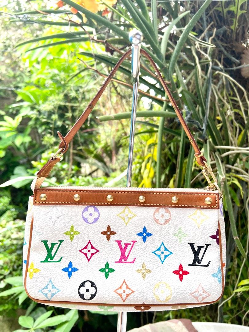 Louis Vuitton Rare White Multicolor Pochette Accessories Wristlet