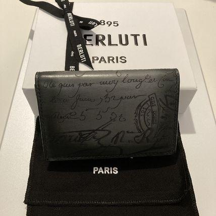 BERLUTI】Imbuia Scritto Leather Card Holder in Elephant Grey