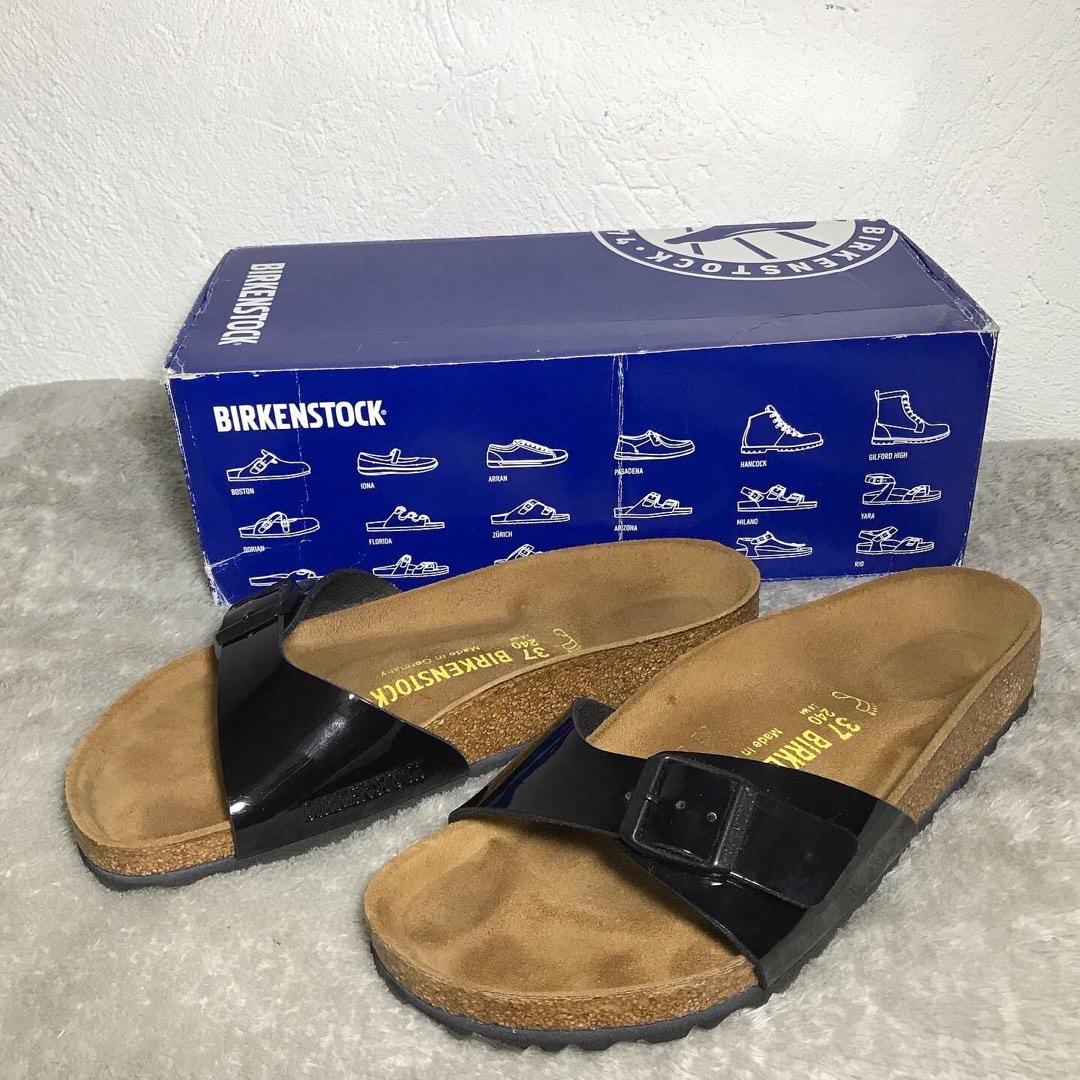 Birkenstock madrid patent black on sale