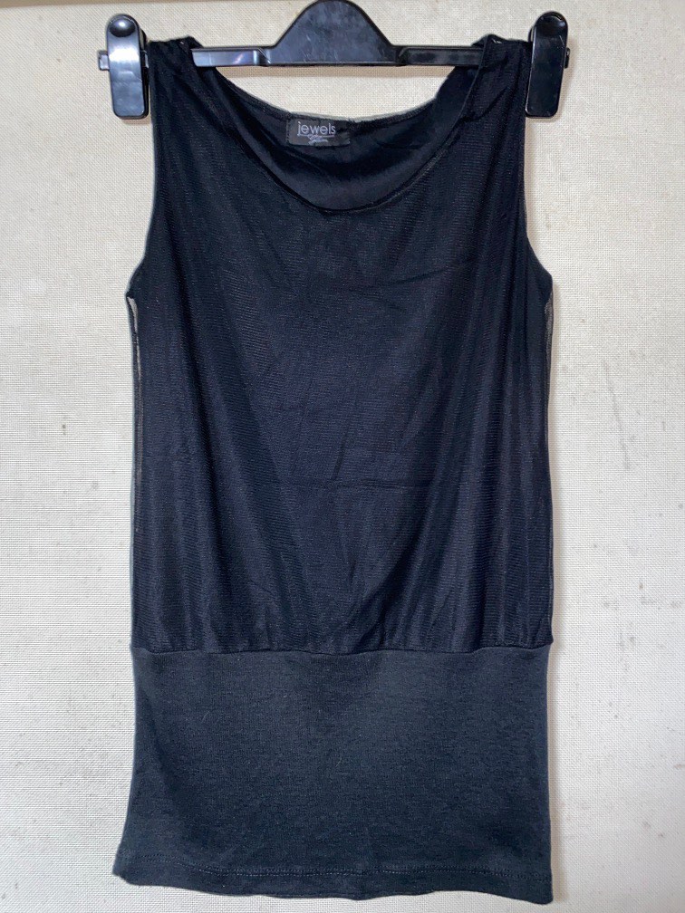 Black sando, Women's Fashion, Tops, Sleeveless on Carousell