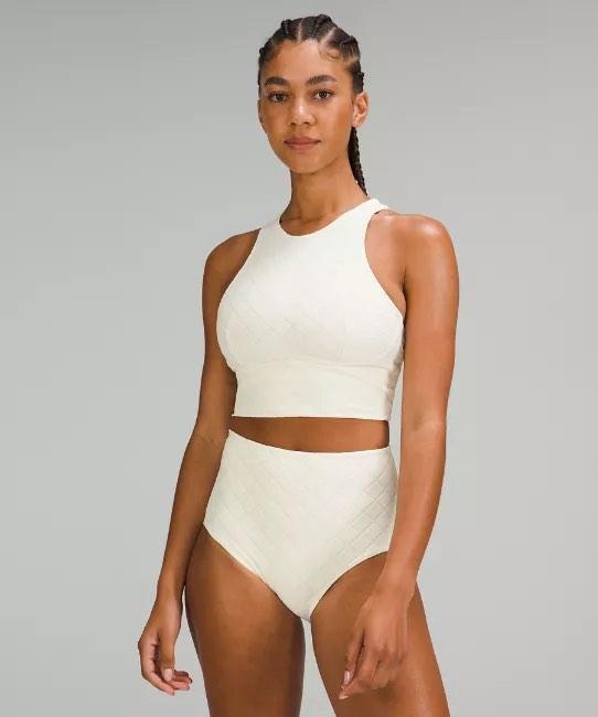 White high best sale neck swim top