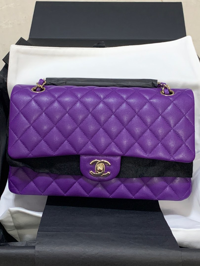 New 22A CHANEL Medium Classic Flap Bag Royal 💜 Purple Caviar