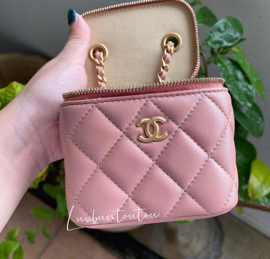 chanel pink bag with pearls
