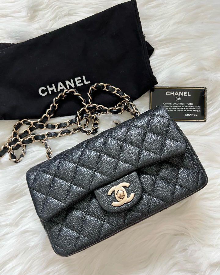 Chanel Pristine 15C Black Pearly Caviar Rectangular Mini with