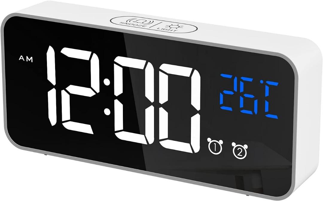 都内で Digital Mirror Alarm Clock With Temperature Led Display Adjustable Brightness Usb And