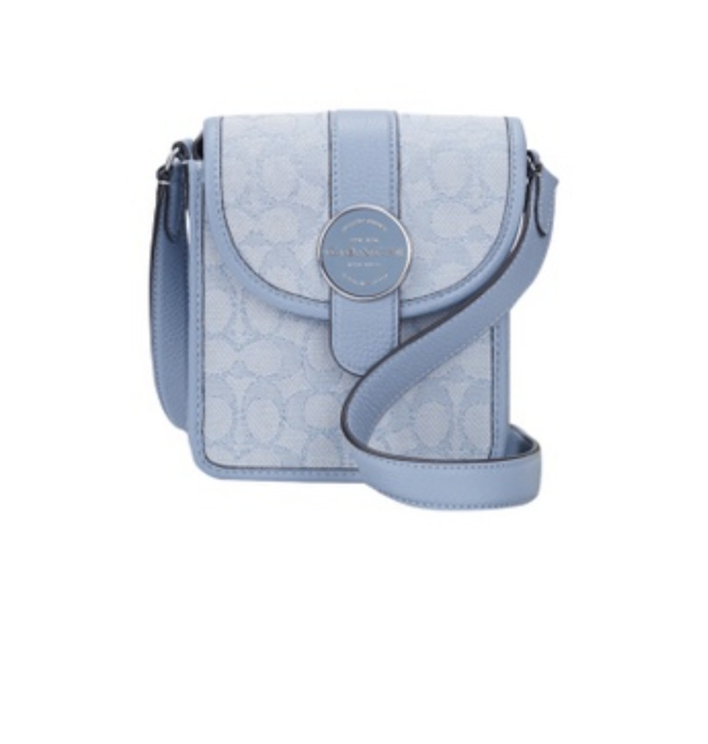 MCM Vintage Blue Jacquard & Leather Small Mini Size Shoulder Bag New Sealed