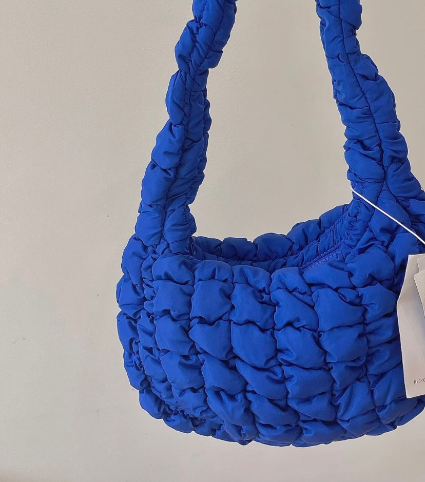 COS QUILTED MINI SHOULDER BAG (Blue), Women's Fashion, Bags & Wallets