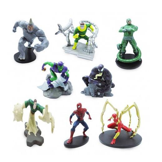 Disney Store Spider Man Deluxe Figurine Playset Disney Play 8 pieces Toys Sets