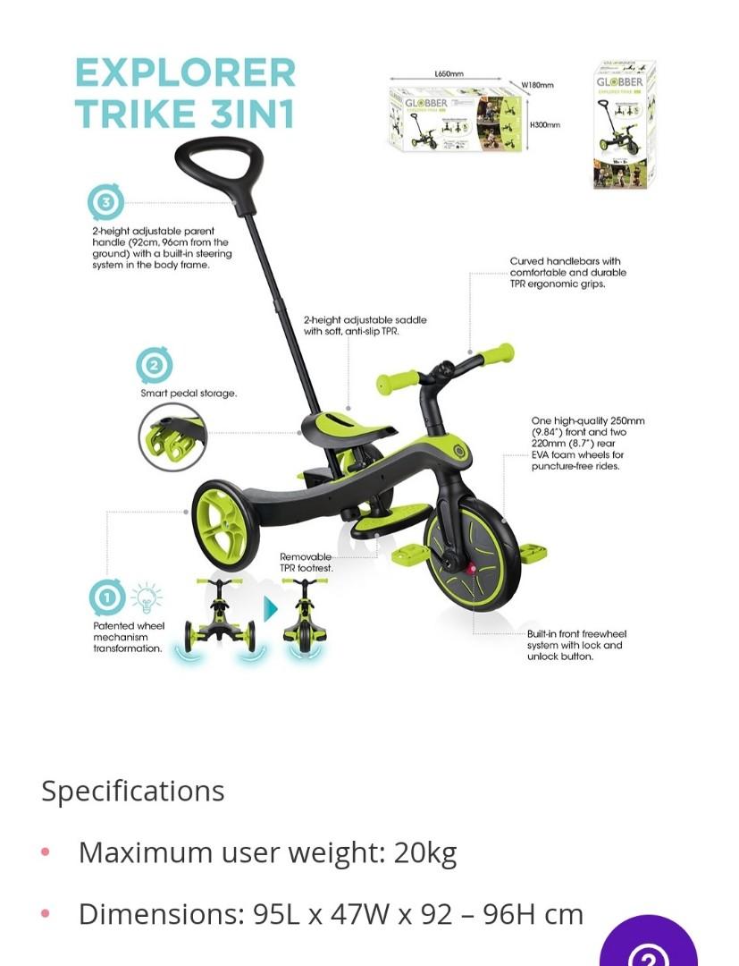 Globber Explorer Trike 3 in 1 Toddler Bicycle Tricycle Balance Bike ...