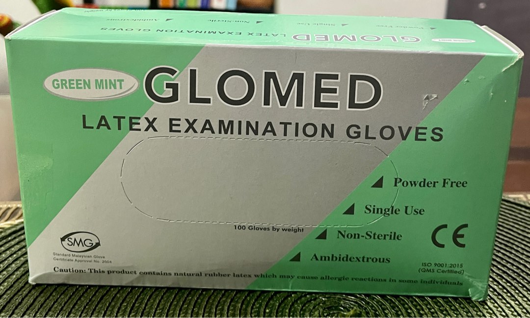 Glomed Latex Examination Gloves M, Health & Nutrition, Medical