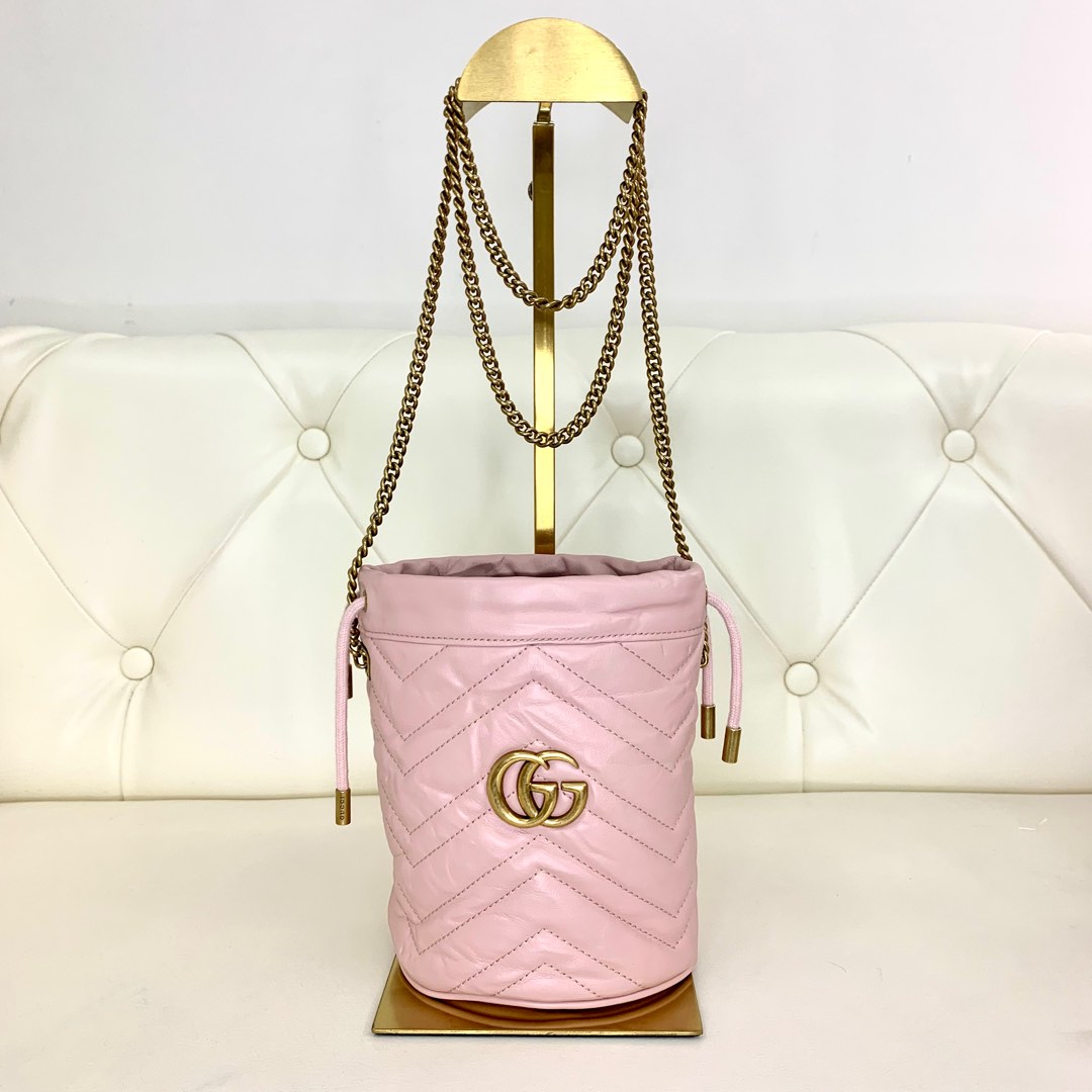 Gucci marmont discount bucket bag pink