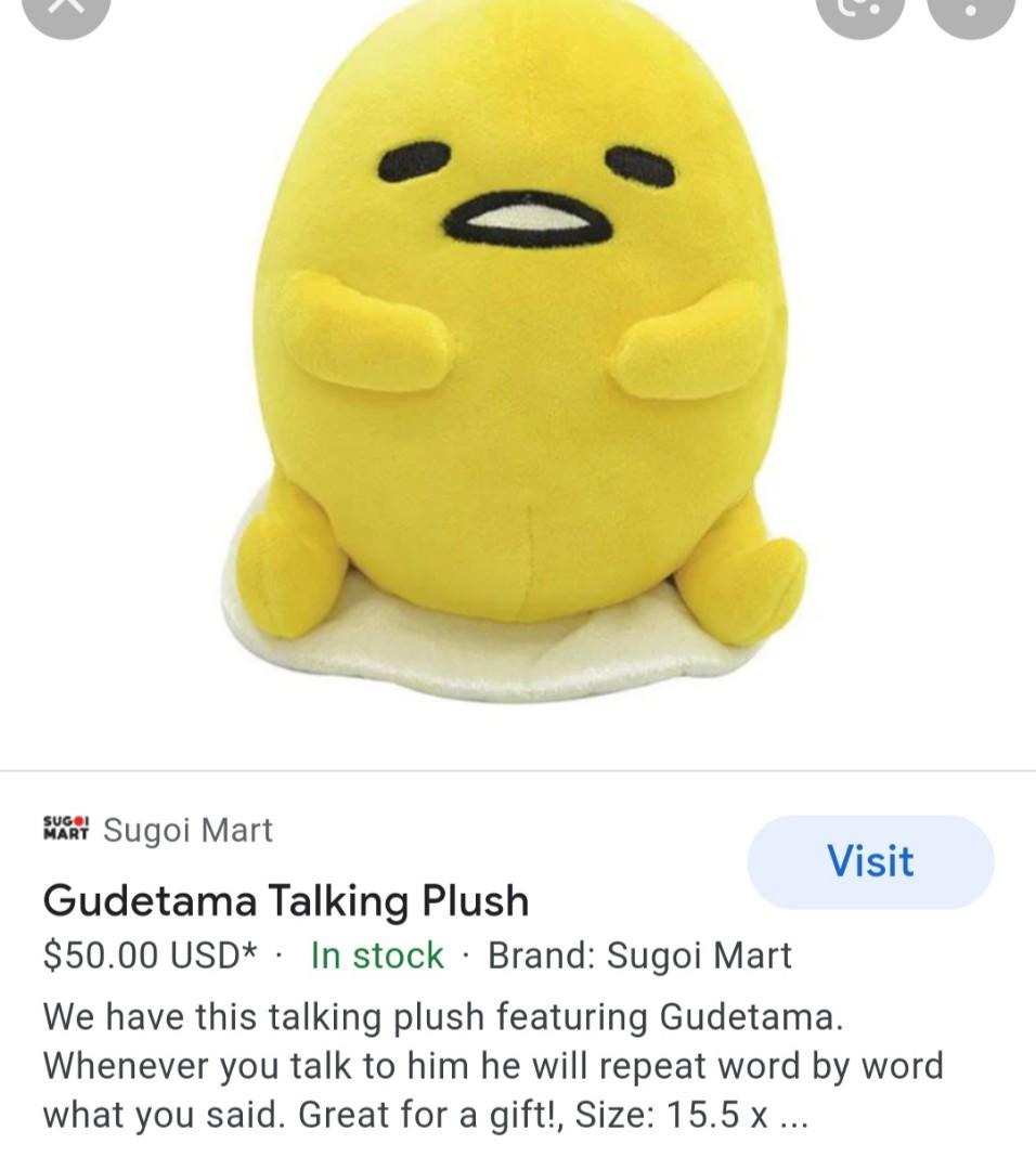 Gudetama Talking Plush, Hobbies & Toys, Toys & Games on Carousell