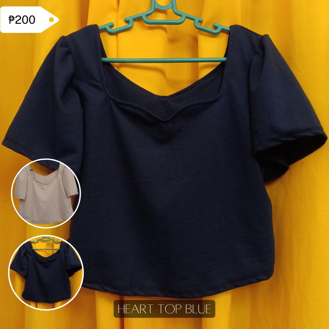 Heart neckline blouse top | XL Plus Size (Category: Blouses) located in Cavite. Submitted by bangxol (Listing ID 1183376391, Image 2). Description: 𝐀𝐕𝐀𝐈𝐋𝐀𝐁𝐋𝐄 𝐏𝐀𝐘𝐌𝐄𝐍𝐓: GCash / Paymaya 𝐒𝐇𝐈𝐏𝐏𝐈𝐍𝐆: Lalamove, Shopee checkout Colors: Blue, Beige, Black Product color may vary due to lighting or phone settings..