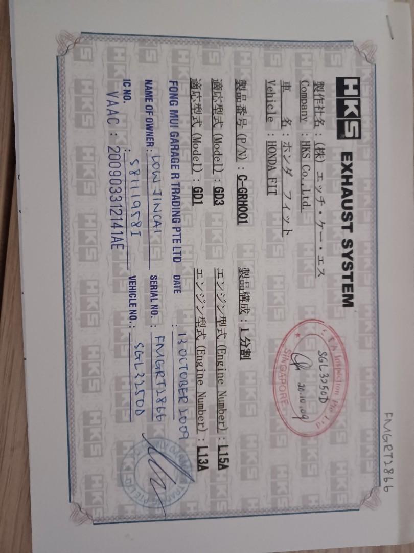 HKS Exhaust system for Honda Jazz / Fit GD1 & GD3 (LTA approved), Car