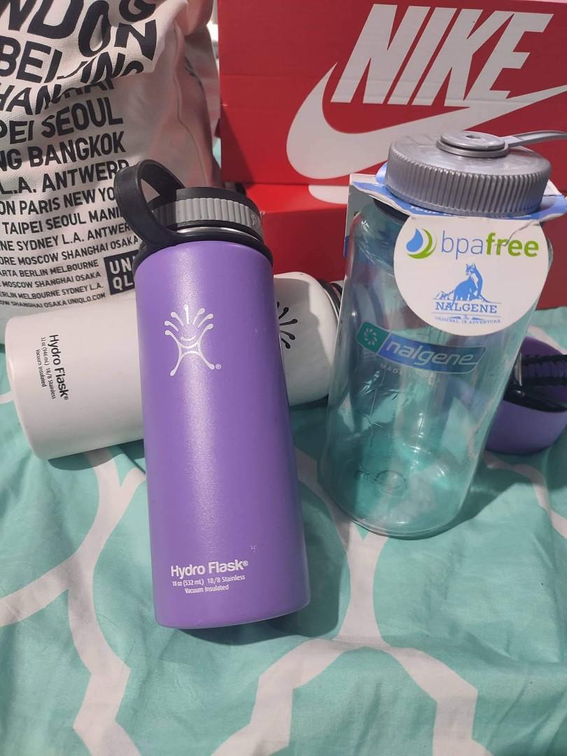 Hydro flask & nalgene set or sold separately (Category: Water Bottles & Tumblers) located in Bayombong. Submitted by nicsxoxo7 (Listing ID 1183346667, Image 2). Description: take all only new po ung nalgene from abroad po sila selling for 1k flask 700 each minimal signs of usage sa 32oz flask removable ung cat sticker nung purple if take all 2k.