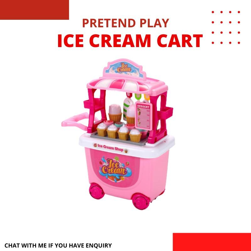 Ice Cream Cart Playset Ice Cream Trolley Shop Cart for Children