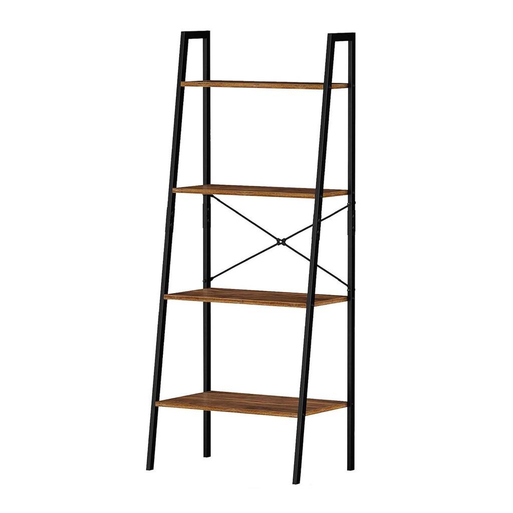 Industrial Ladder Shelf 4 layer/ Bookshelf Vintage 4Tier Bookcase Wood