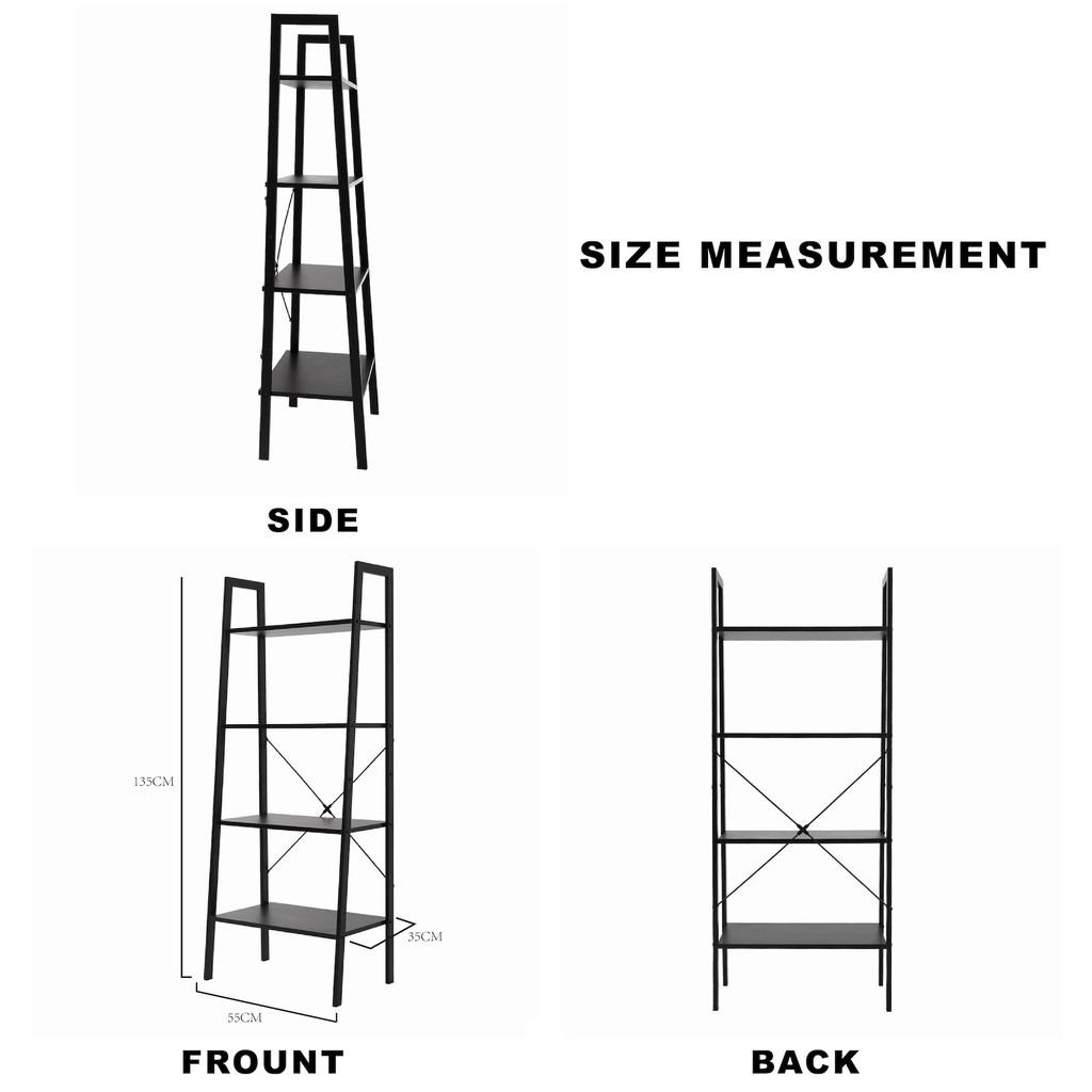 Industrial Ladder Shelf 4 layer/ Bookshelf Vintage 4Tier Bookcase Wood