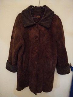 Jaket kulit suede mix bulu
