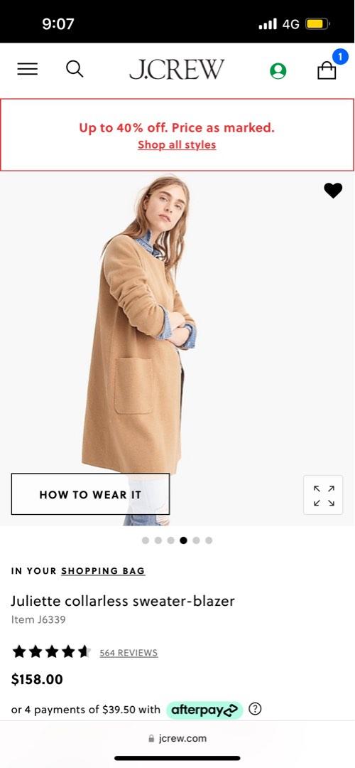 Jcrew Juliette Collarless sweater 