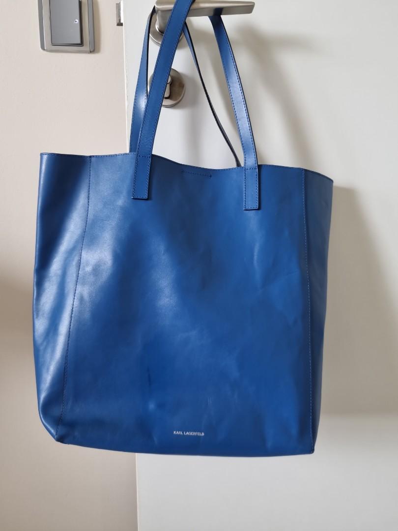 Royal blue sale leather tote bag