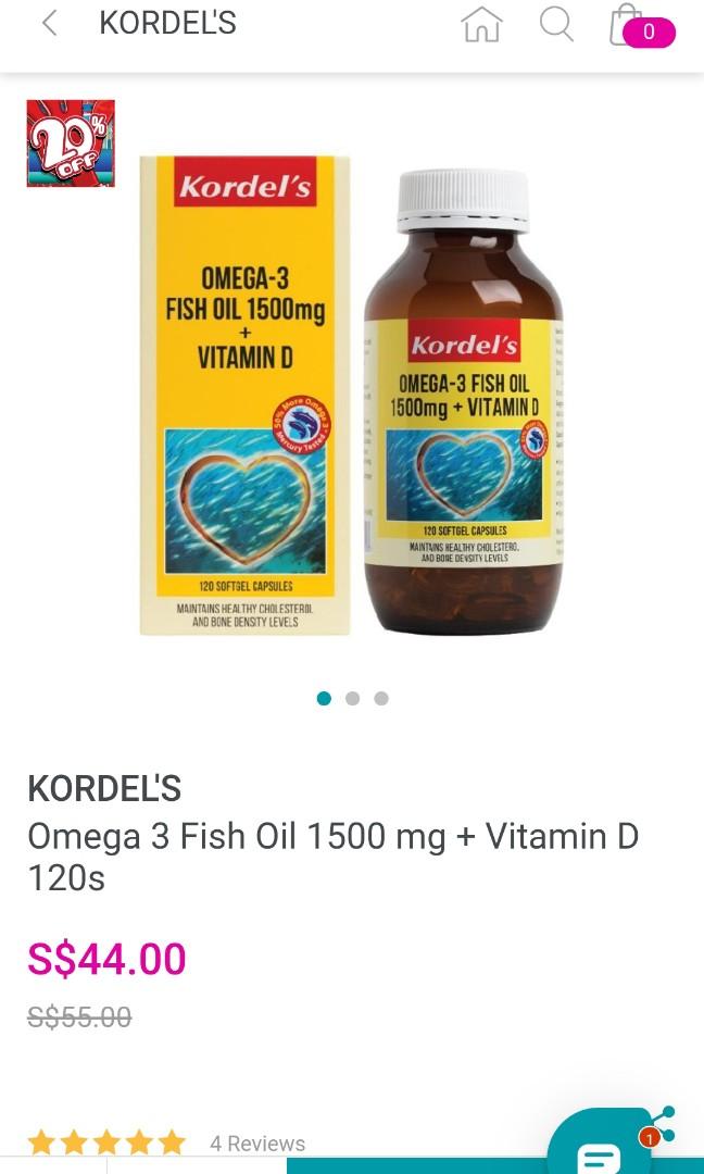 Kordel fish oil capsules, Health & Nutrition, Health Supplements