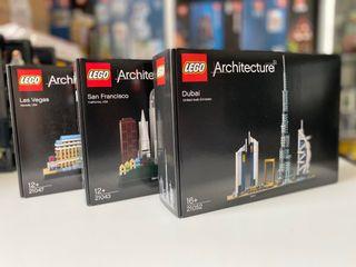 LEGO 21052 Dubai, 21047 Las Vegas and 21043 San Francisco