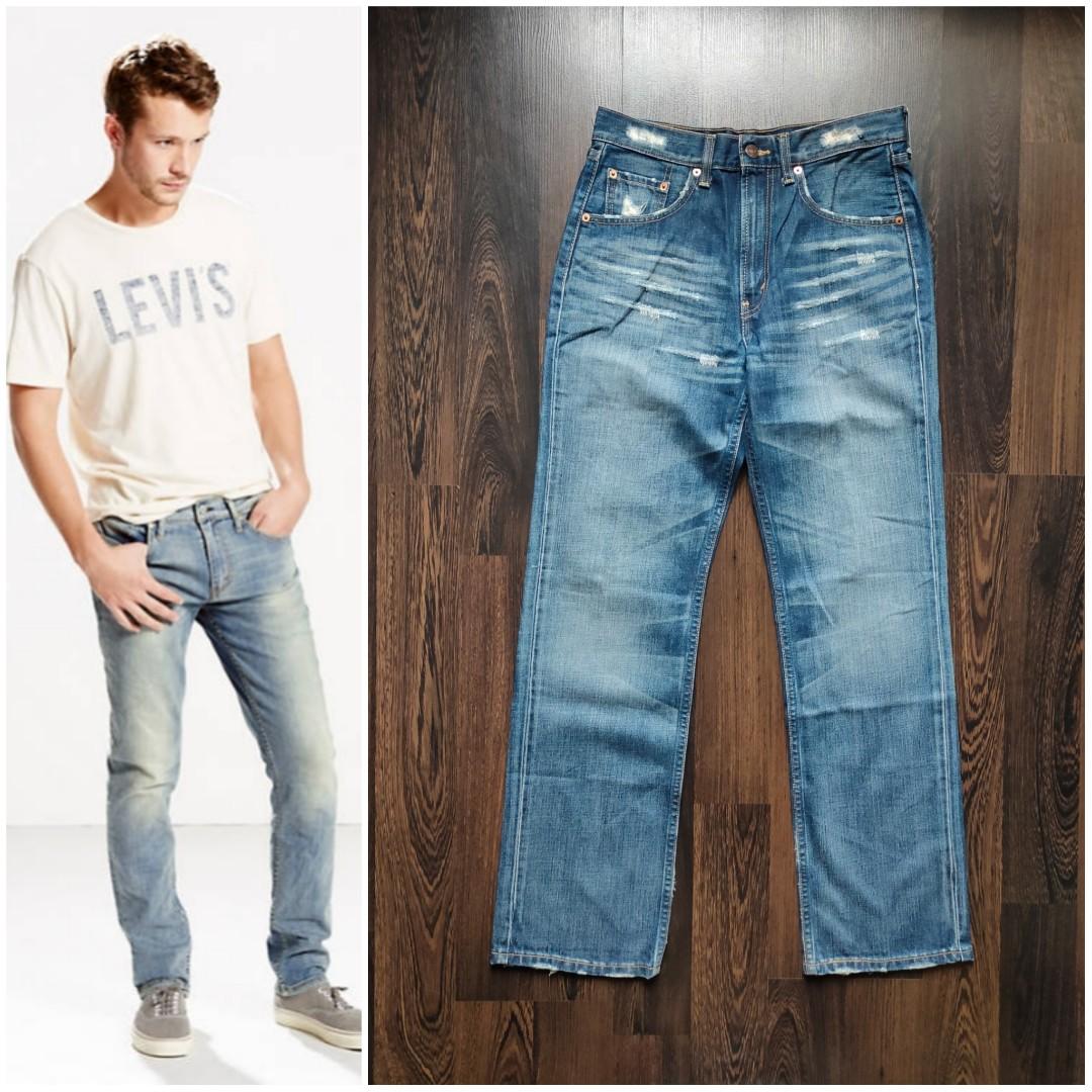 LEVI'S 524 STRAUSS DISTRESSED JEANS Regular Straight, Men's Fashion, Bottoms, Jeans on Carousell