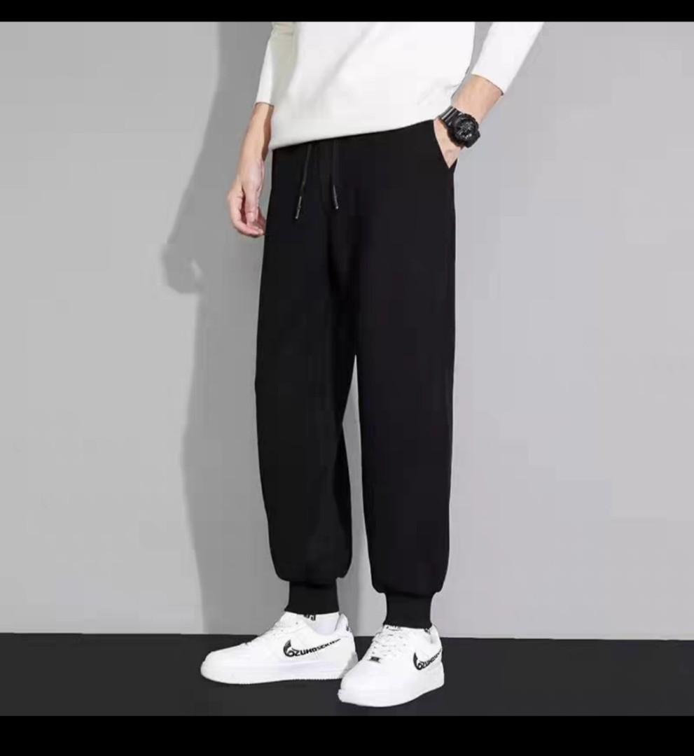 Men black joggers pants exercise track pants size M in stock