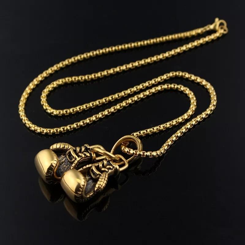 Gold necklace with hot sale boxing gloves