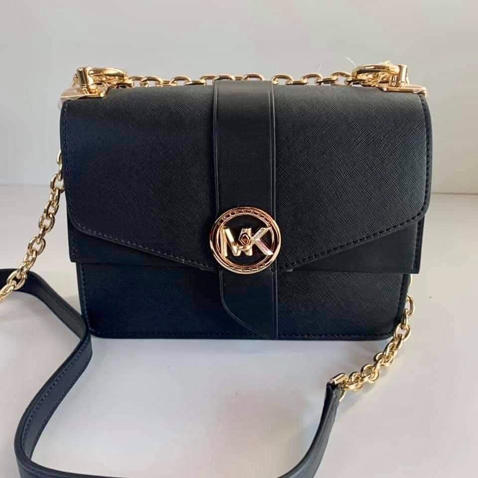 MICHAEL KORS Greenwich Small Color-Block Logo and Saffiano Leather  Crossbody Bag, Women's Fashion, Bags & Wallets, Cross-body Bags on Carousell