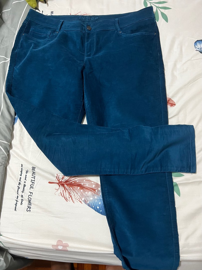 M&S Blue corduroy pants for plus size, Women's Fashion, Bottoms, Other ...
