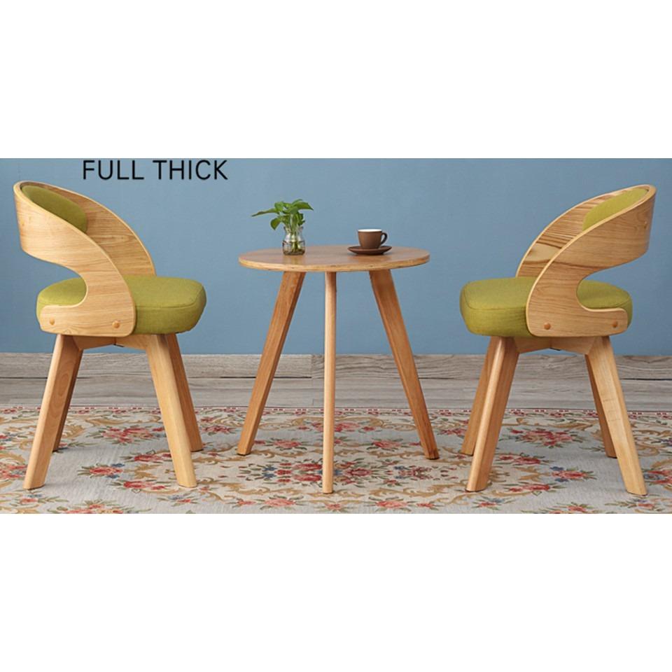 Nordic Wooden Table Chair Set 360 Degree Turning Chair Wood Balcony Set